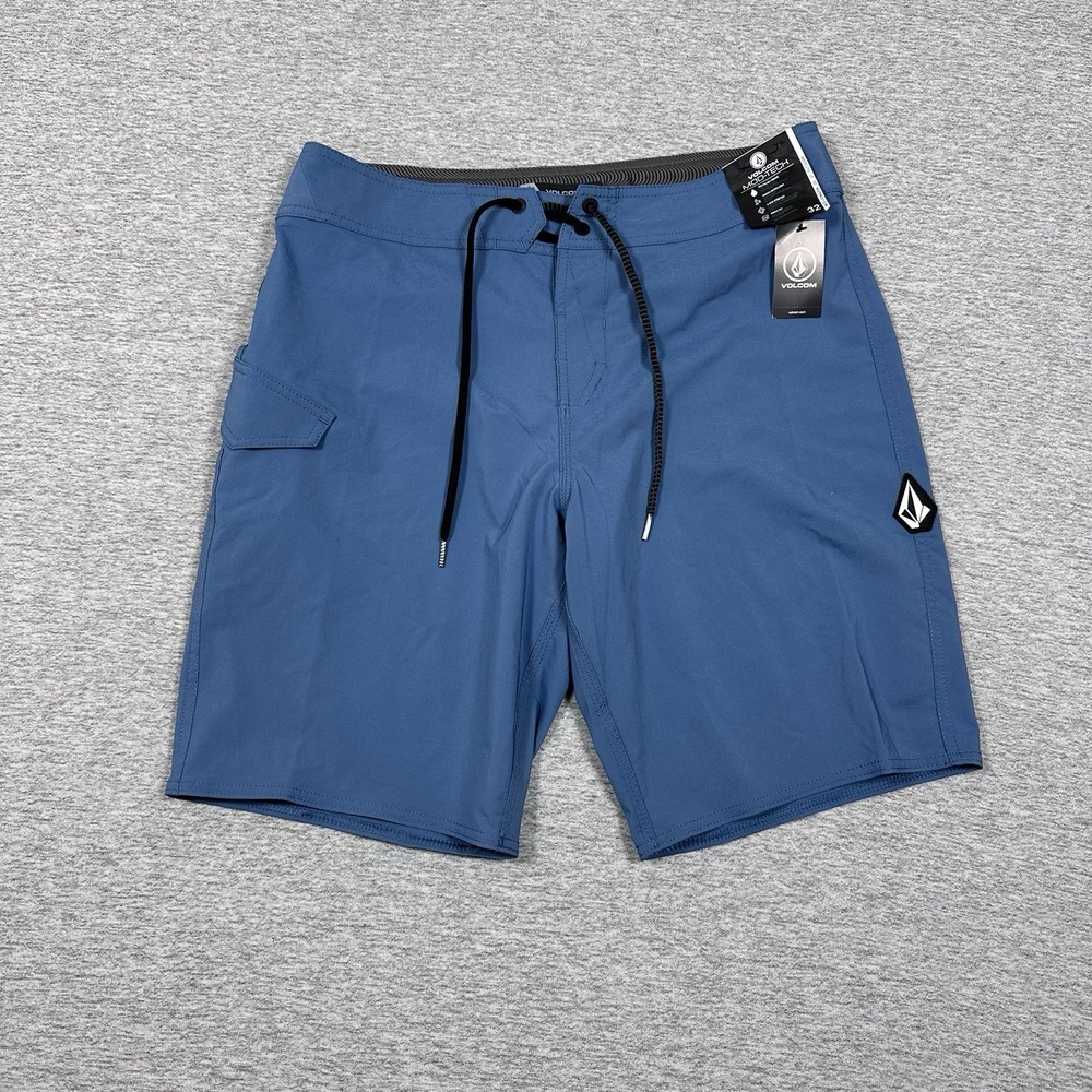 Volcom Board Shorts Mens 32 Blue Mod-Tech Drawstring Stretch Beach Swim Surf NEW